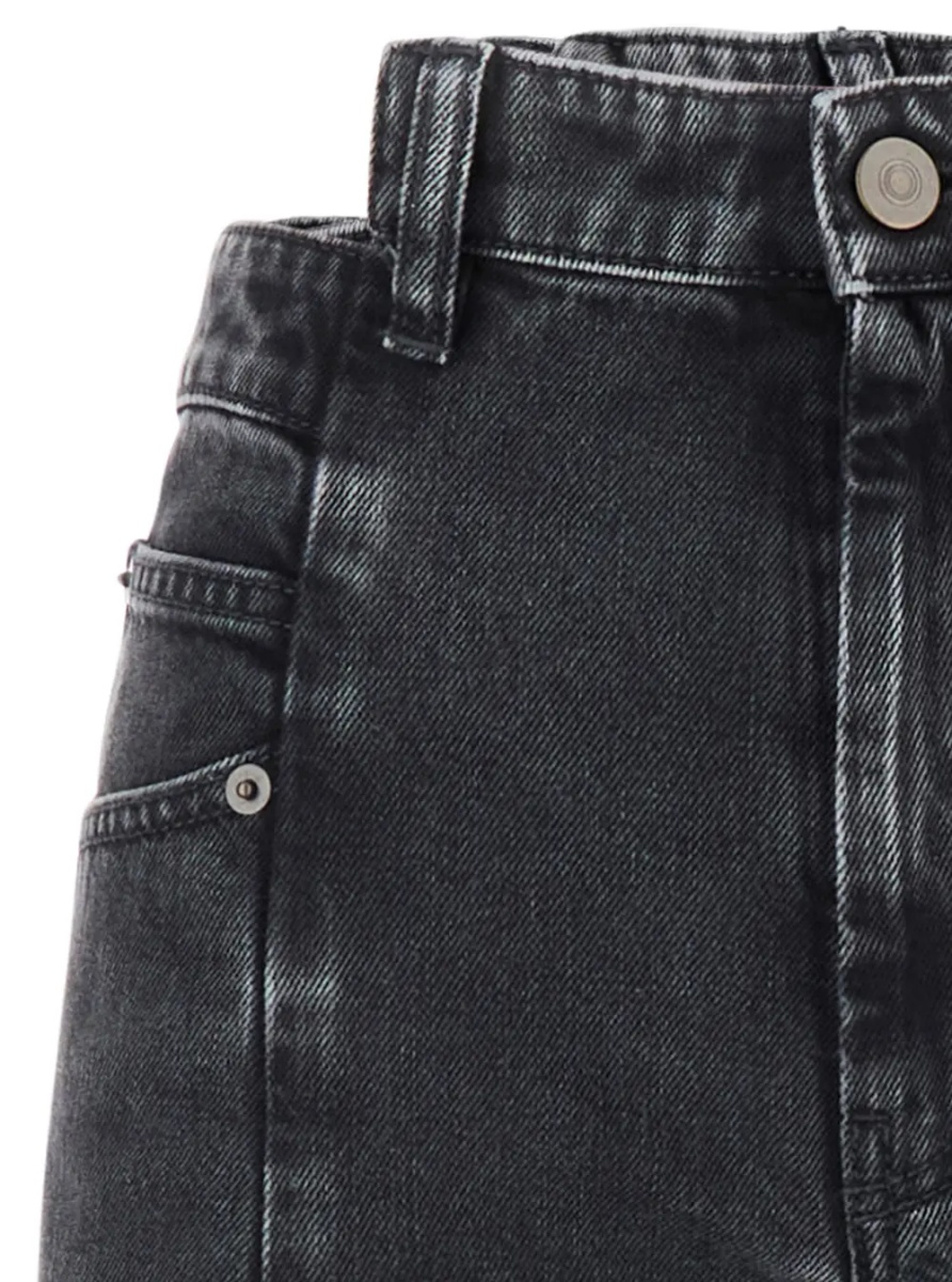 Blugi Wide-leg Jeans with Four Stitching Points Logo in Black Denim for Women - Img 3