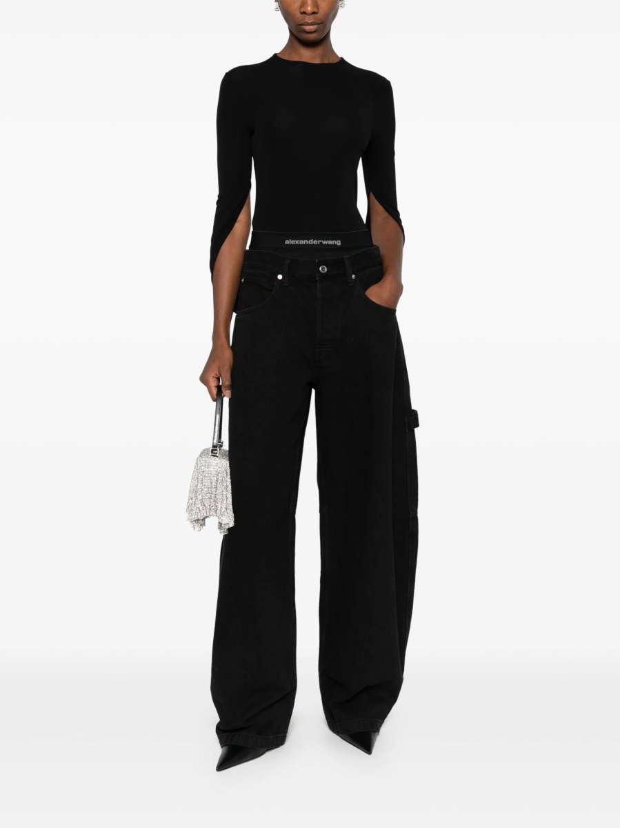 Bluza Alexander Wang neagra din vascoza si elastan - Img 2