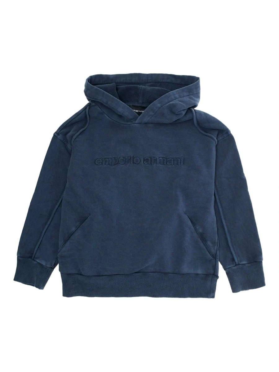 Bluza de trening EMPORIO ARMANI KIDS albastra din bumbac - Img 6