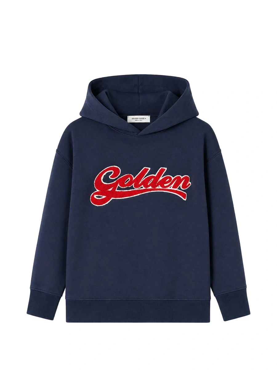 Bluza de trening GOLDEN GOOSE KIDS albastra din bumbac - Img 5