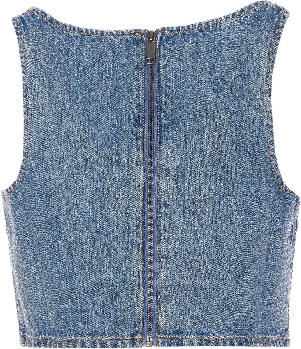 Bluza Denim Crop Top With Rhinestones - Img 3