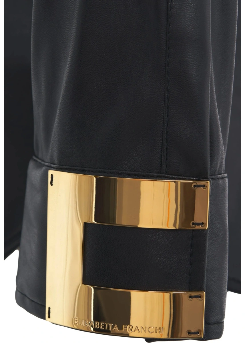 Bluza Elisabetta Franchi neagra din piele ecologica - Img 4