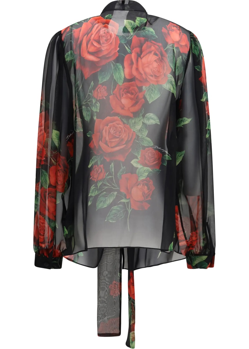Bluza Rose print chiffon Blouse - Img 2