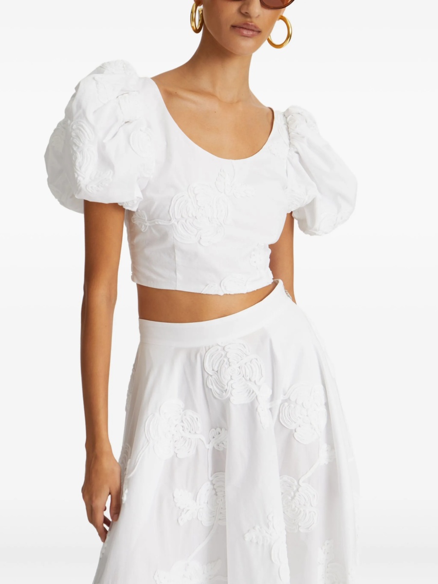 Bluza ROTATE Birger Christensen alba din polyester si bumbac organic - Img 4