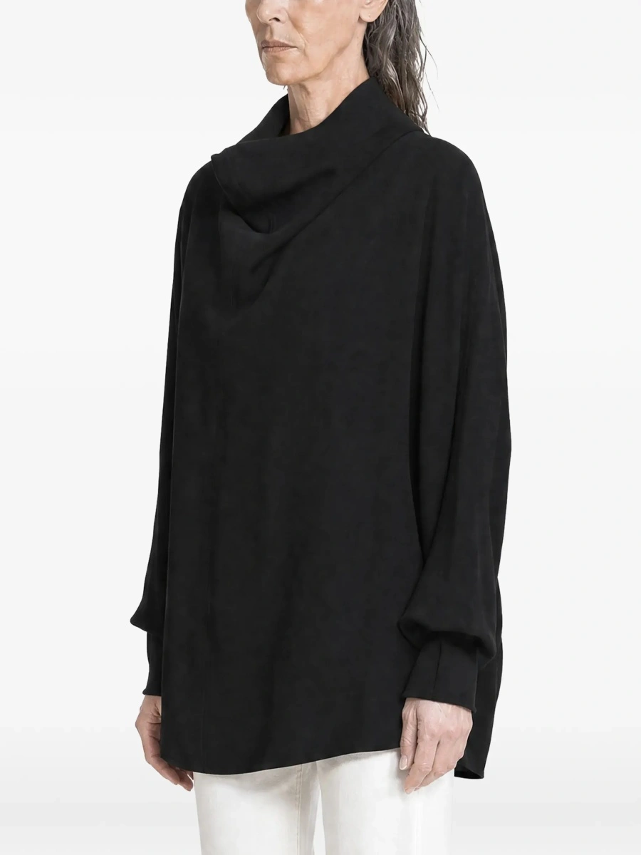 Bluza TOTÊME Black Blouse with Cowl Neck in Viscose Blend for Women - Img 4