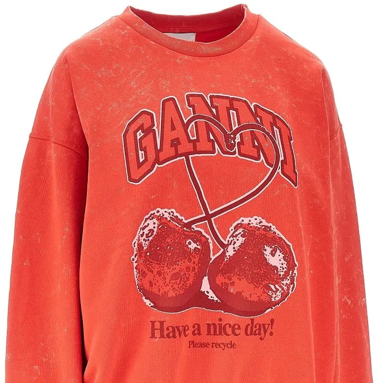Bluza trening Cotton sweatshirt with 'Cherry' print - Img 2