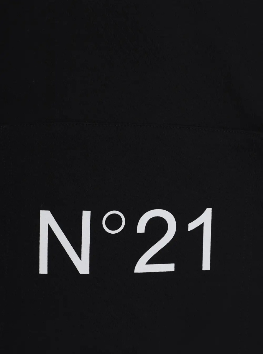 Bluze Black Hoodie with fixed hood and maxi logo on the front in cotton boy - Img 3