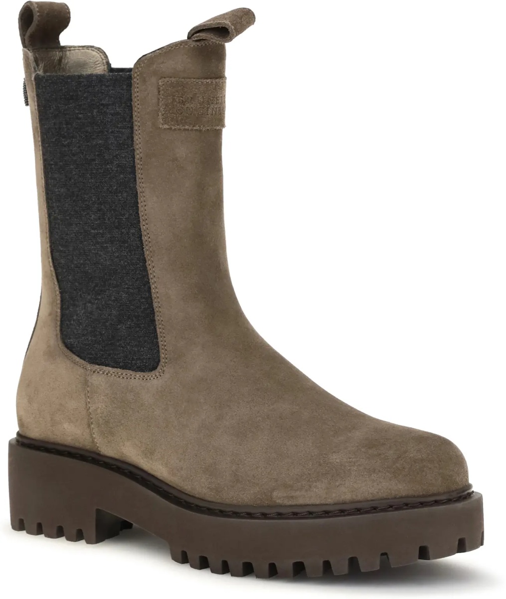 Bocanci Suede ankle Boots with knit insert and Precious Loop detail - Img 2