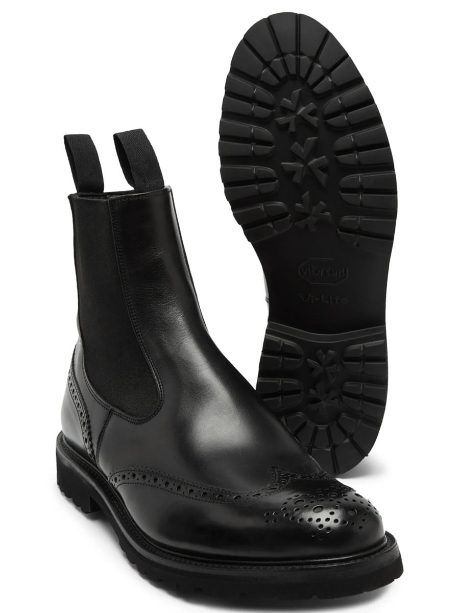 Bocanci TRICKER'S negri din piele si material textil - Img 2