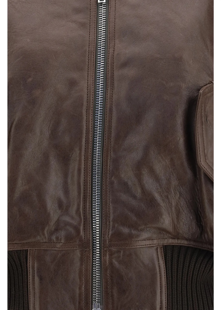 Bomber Cropped leather Bomber Jacket - Img 3