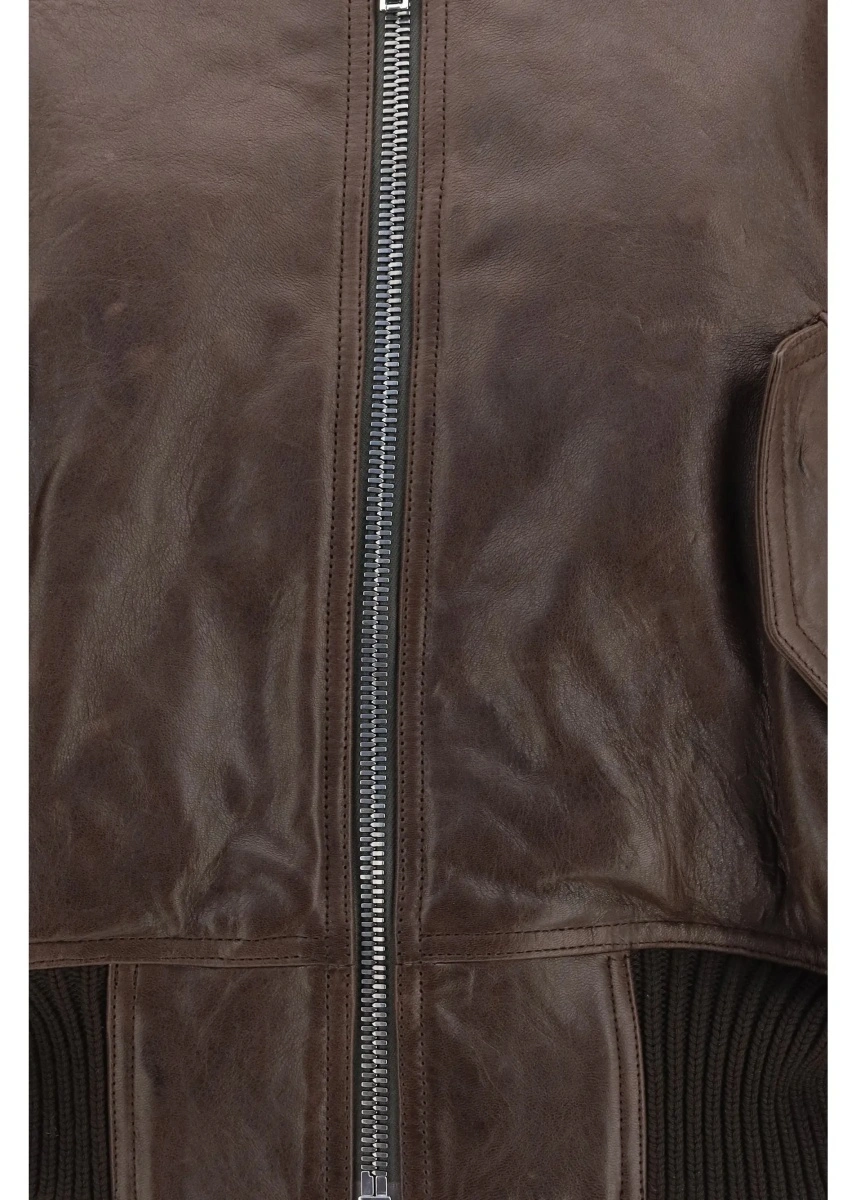 Bomber Cropped leather Bomber Jacket - Img 3