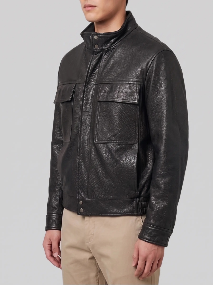 Bomber Hammered Leather Bomber Jacket - Img 2