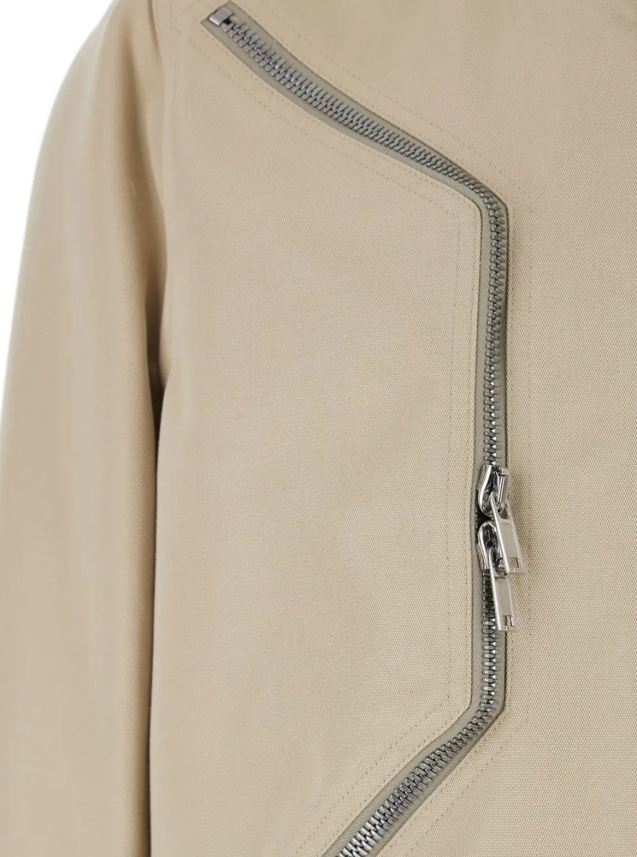 Bomber Heizer Flight Bomber Jacket with Bomber Collar and Two Zip Pockets on the Front in Beige Cotton Blend for Men - Img 3
