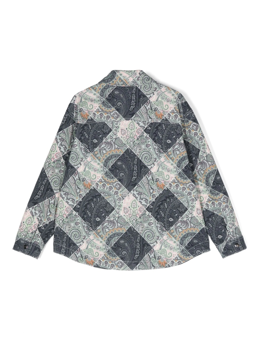Bomber jacket ETRO albastra din bumbac si spandex/elastan - Img 2