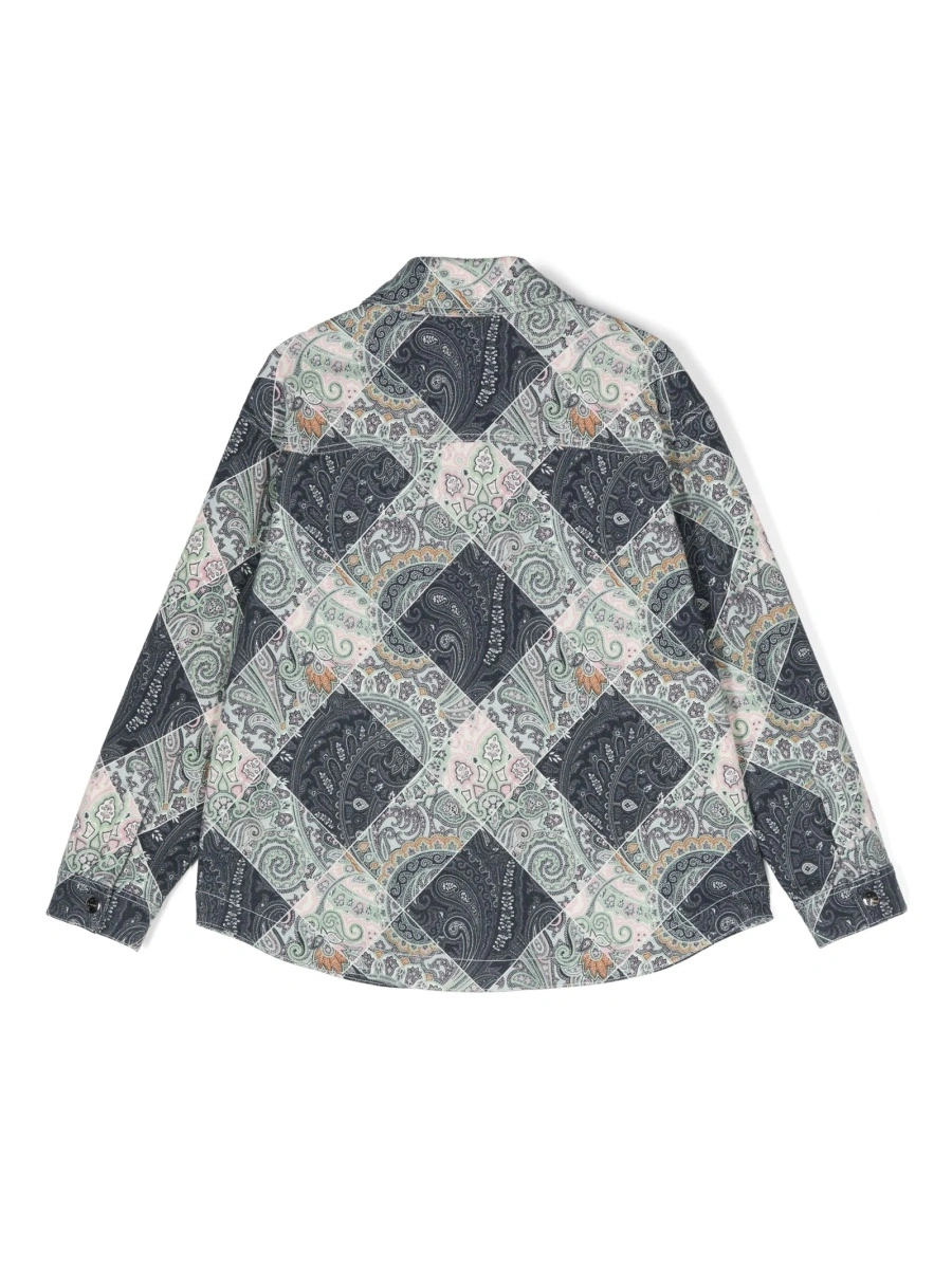 Bomber jacket ETRO albastra din bumbac si spandex/elastan - Img 2
