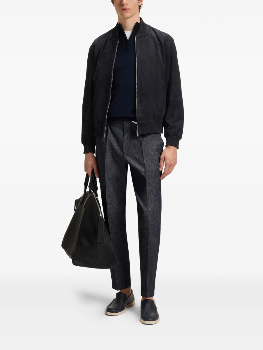 Bomber jacket Hugo Boss albastra din piele - Img 2