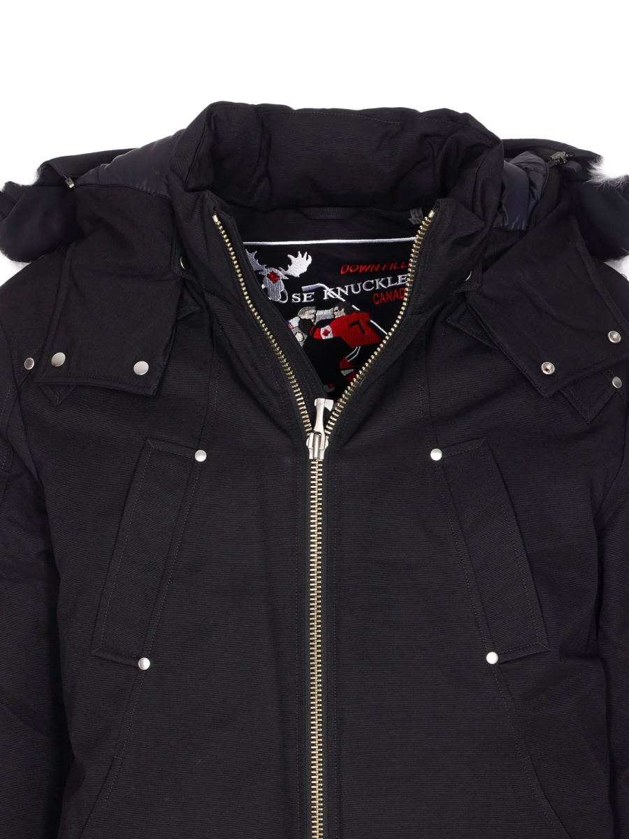 Bomber jacket Moose Knuckles neagra din bumbac si nylon - Img 4