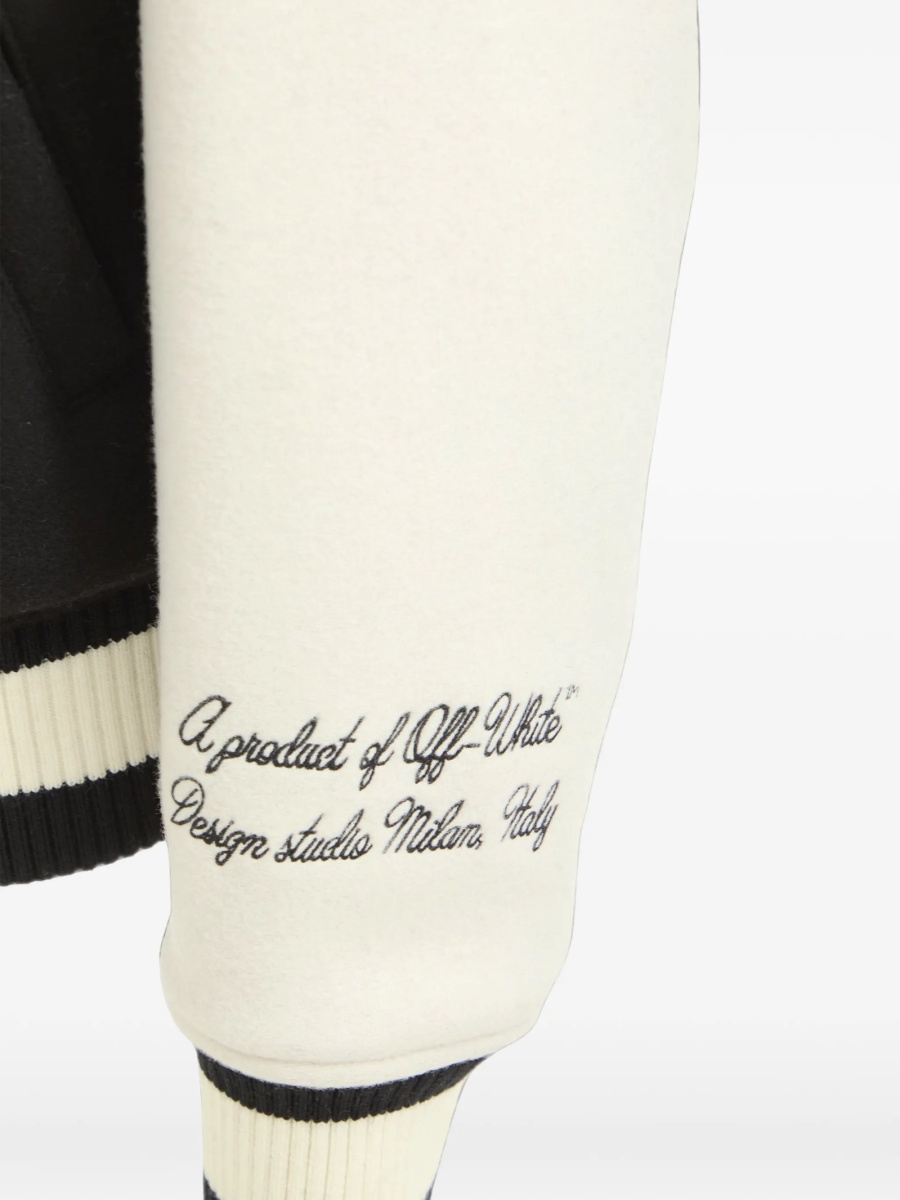 Bomber jacket Off-White neagra din lana si poliamida - Img 4