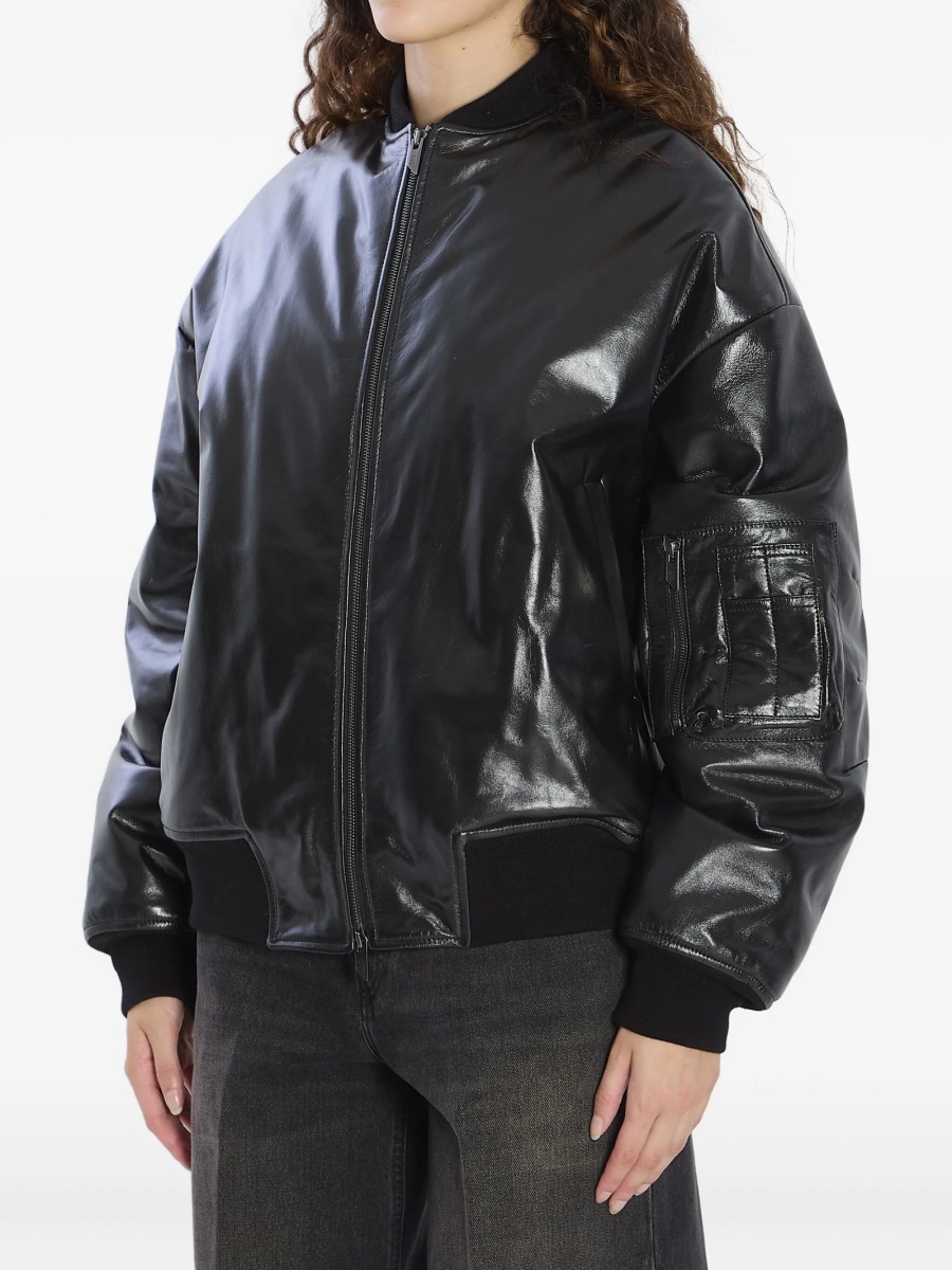 Bomber jacket Salvatore Santoro neagra din piele - Img 2
