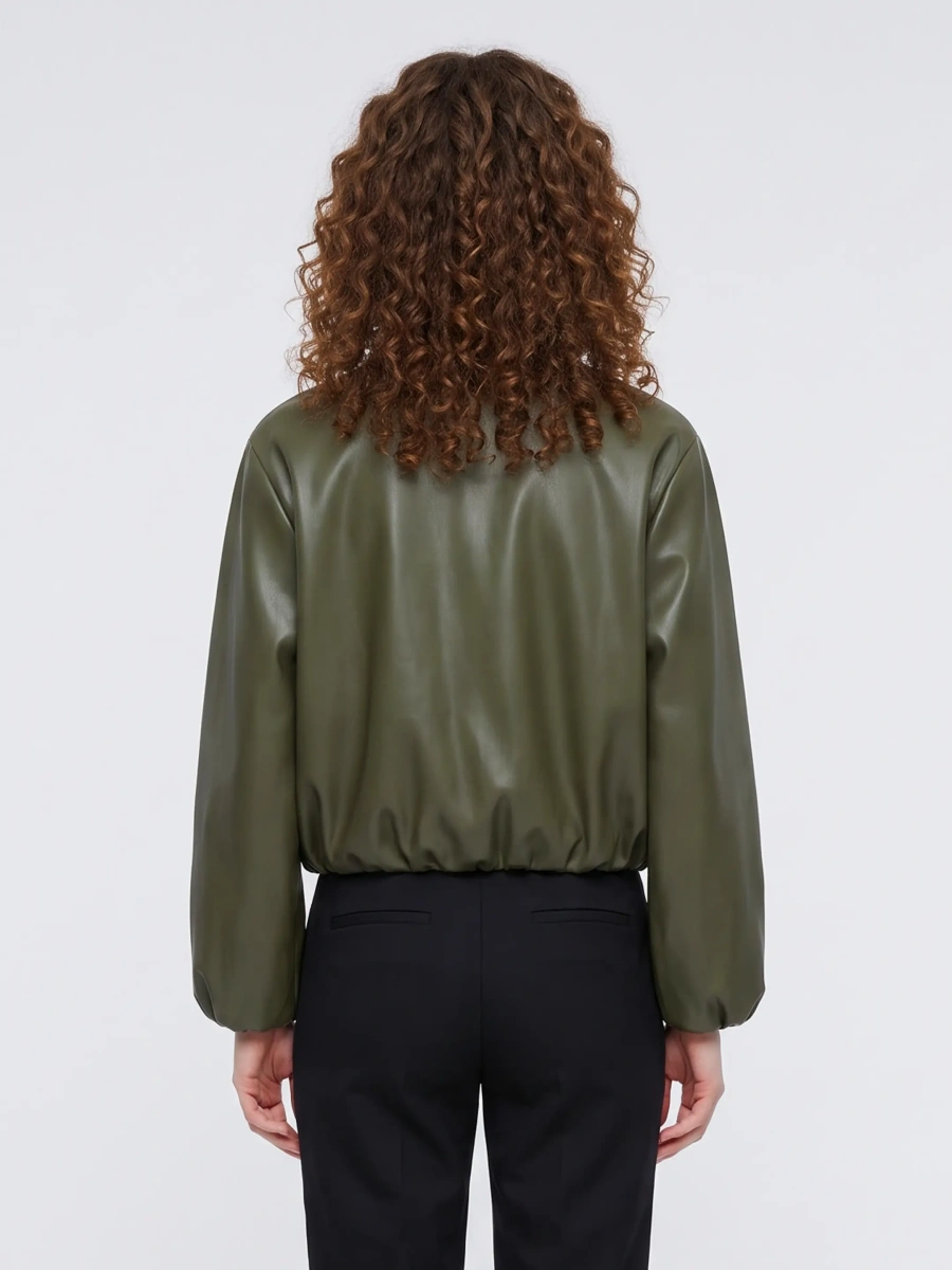 Bomber Military Faux Leather Cropped Bomber - Img 3
