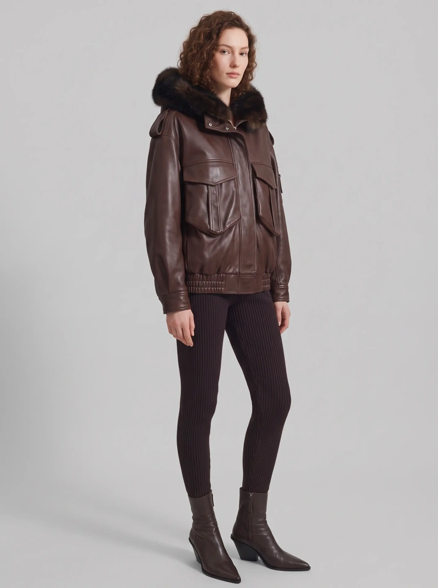 Bomber Napa Bomber With Hood In Leather - Img 2