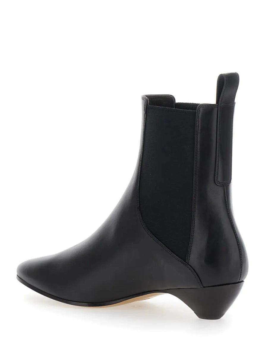 Botine 'Allegra Chelsea' Black Ankle Boots with Elastic Panels in Leather Woman - Img 3