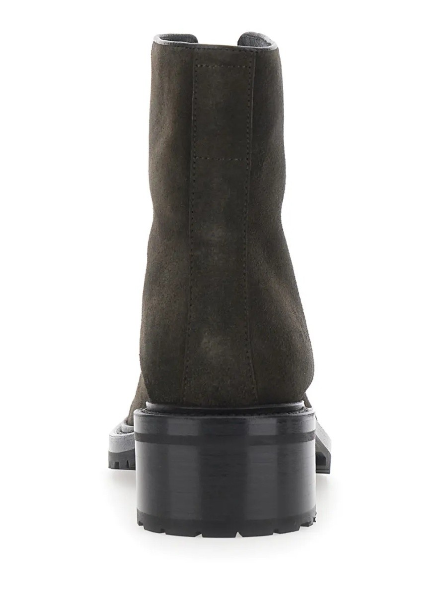 Botine Brown Low-heeled ankle boots with front zip closure in suede for women - Img 4