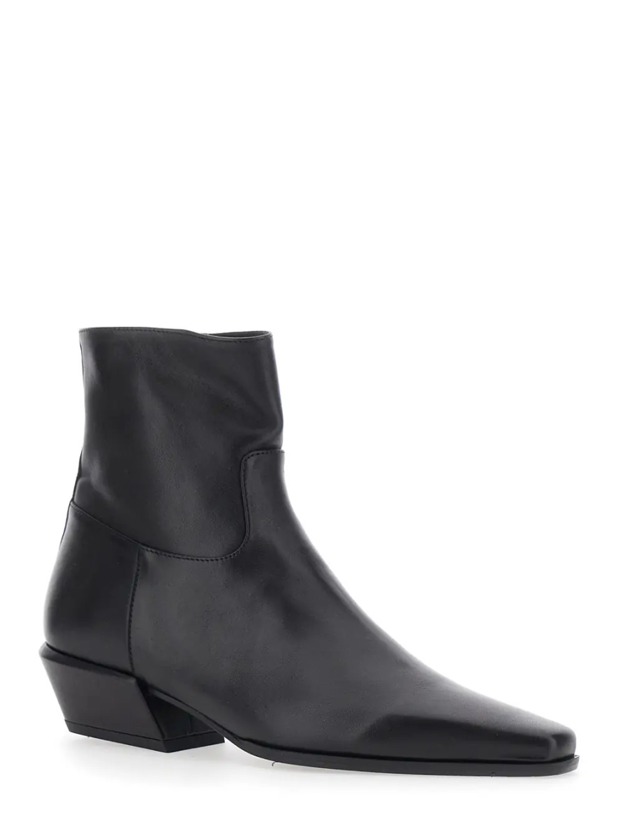 Botine 'MARISA' black ankle Boots with pointed design in leather for women - Img 2