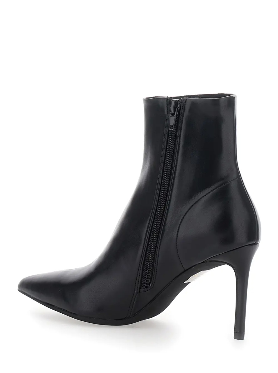 Botine NIXIE BOOTIE ankle boots with heel and pointed toe in black leather for women - Img 3