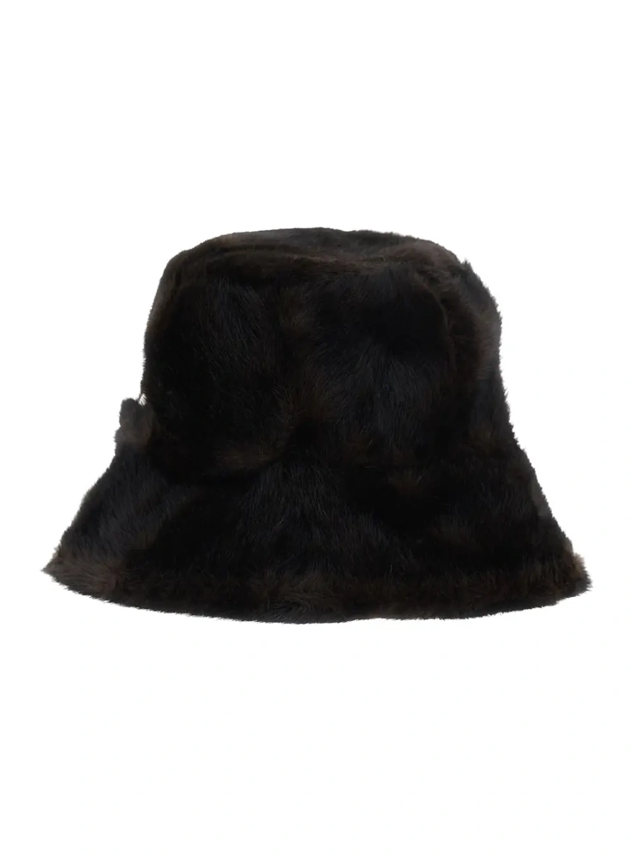 Caciula Brown unisex fur bucket hat with Polyester composition - Img 2