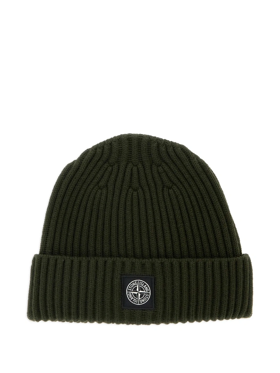 Caciula Green Beanie with Ribbed Design and Logo Patch on Front in Wool Boy - Img 6
