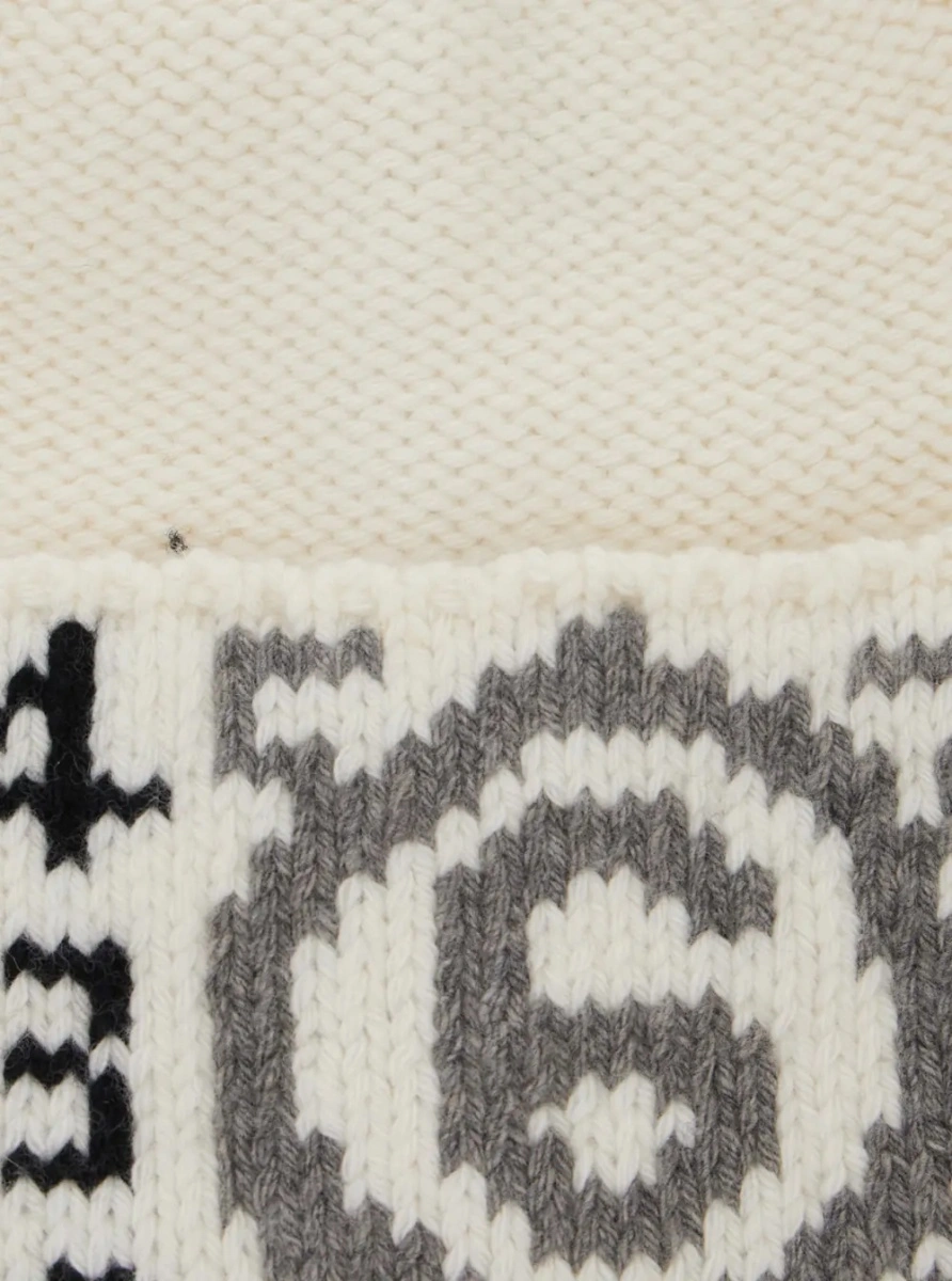 Caciula White beanie with numeric logo embroidery on the front in wool blend for boy - Img 3