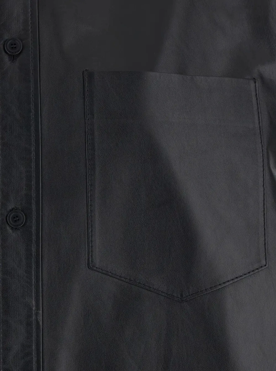 Camasa Balenciaga neagra din piele - Img 3
