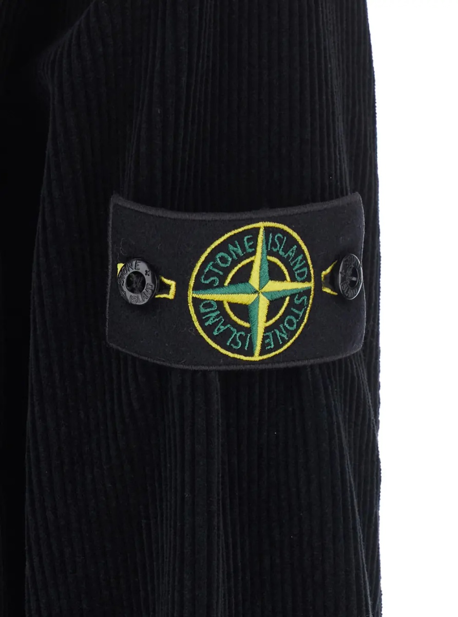 Camasa Black Jacket with patch pocket on the front and logo patch on the front in corduroy for men - Img 3