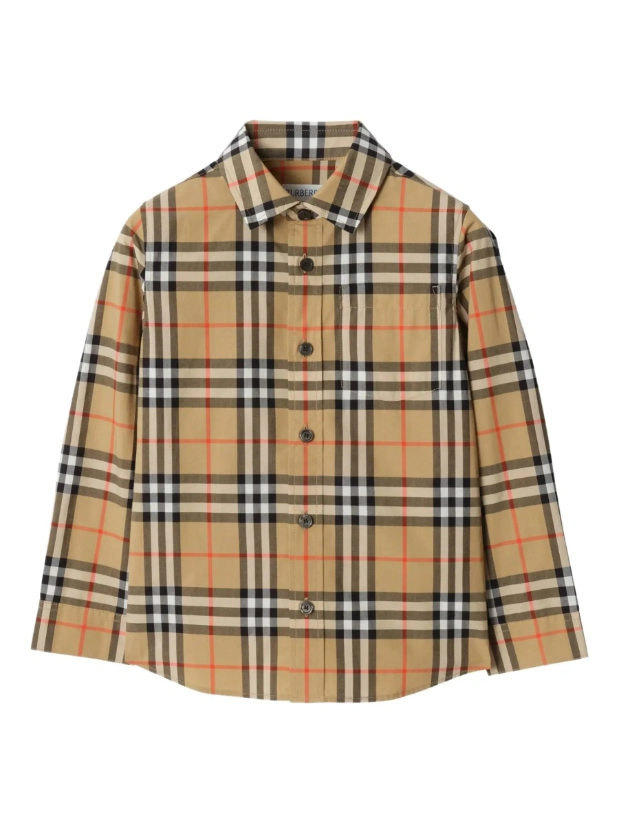Camasa Burberry Kids bej din bumbac - Img 5