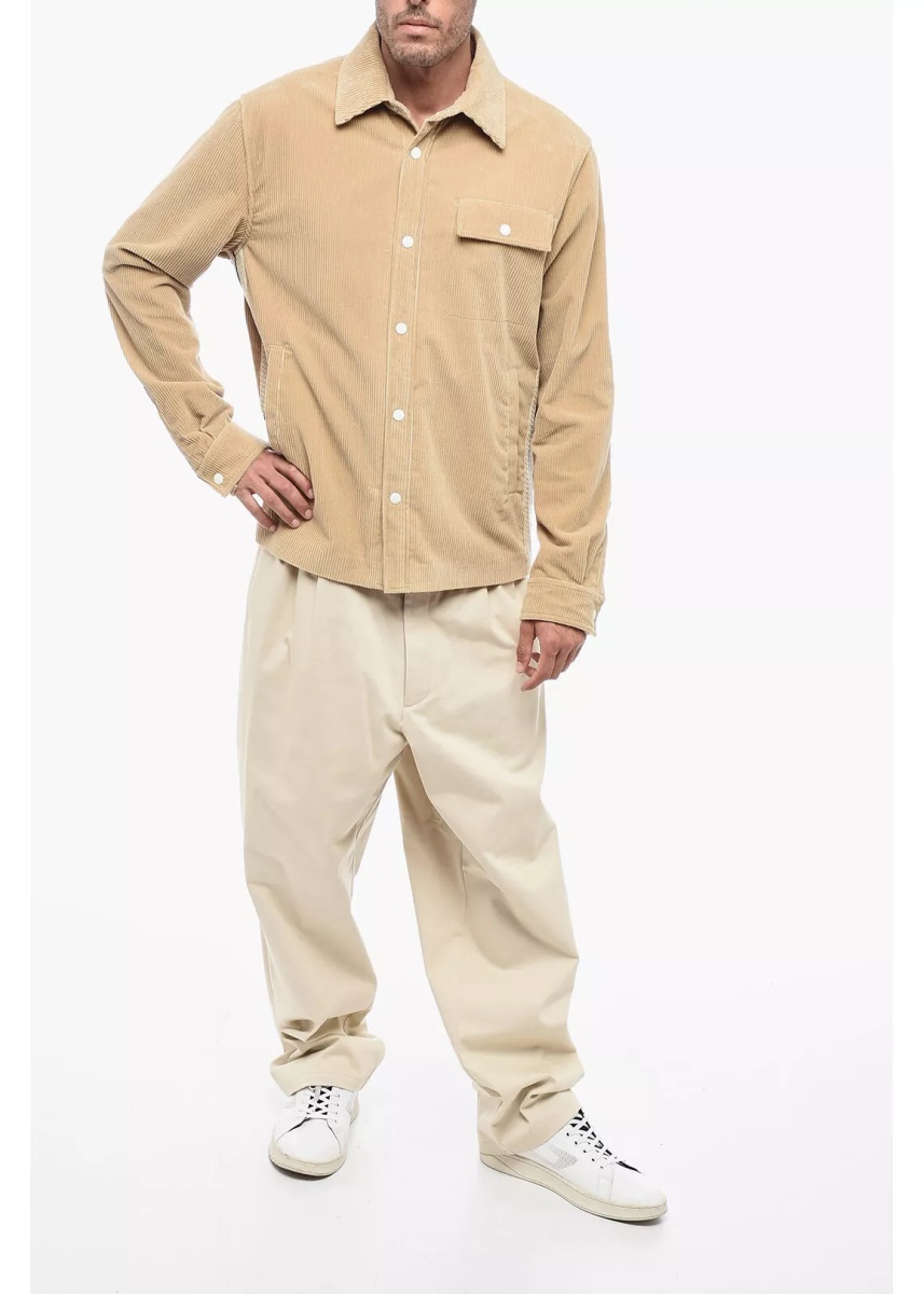 Camasa casual Corduroy Tape Overshirt With Contrasting Bands* - Img 4