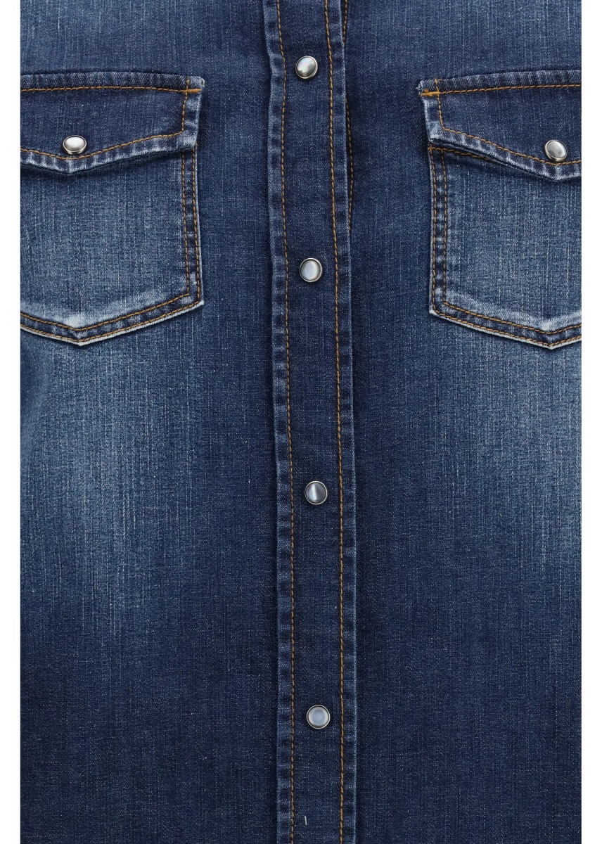 Camasa casual Lightweight denim Western long sleeve Shirt - Img 3
