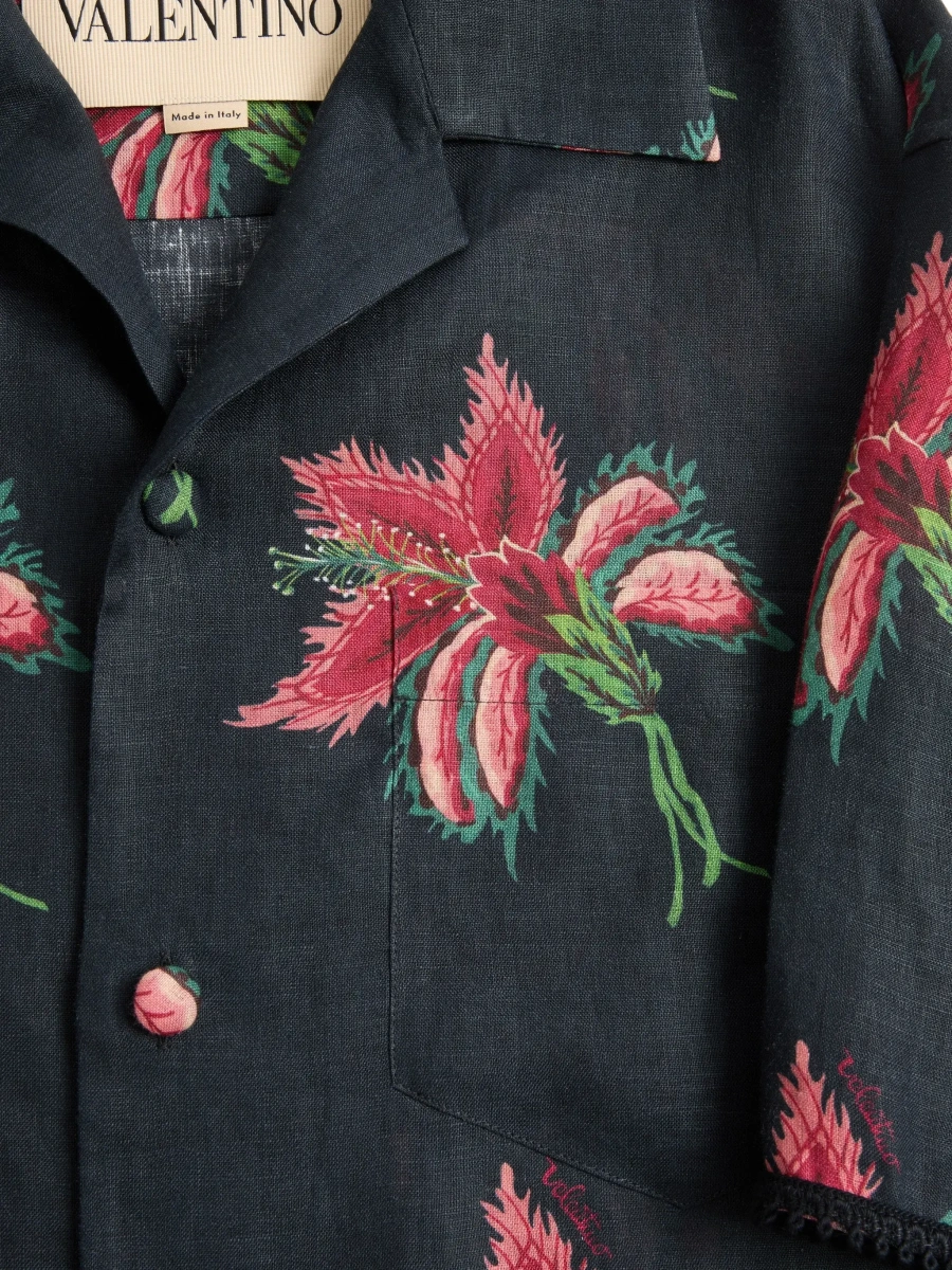 Camasa casual Papier Floral print linen bowling Shirt - Img 5