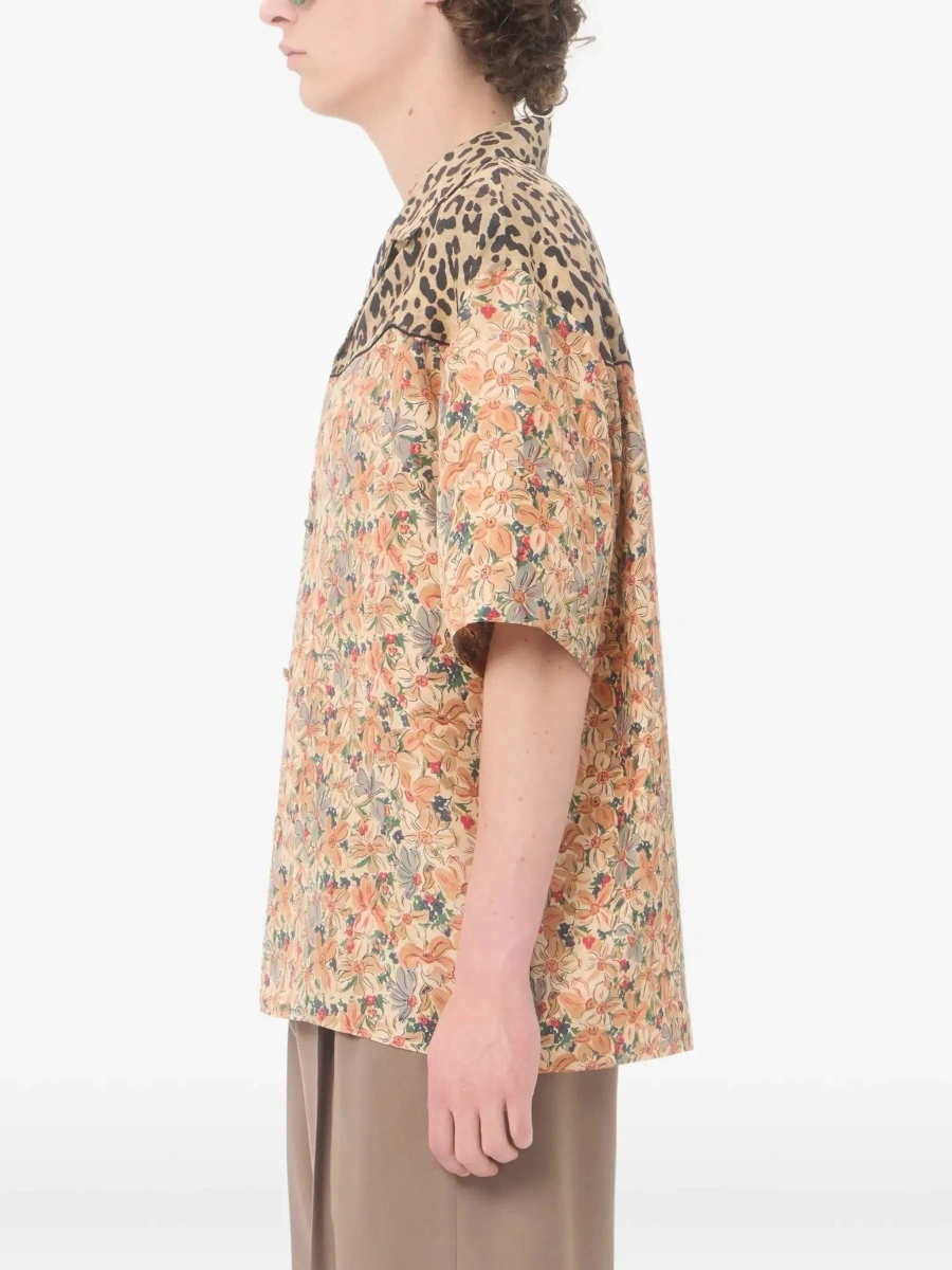 Camasa casual Short-sleeve floral and leopard print Shirt - Img 6