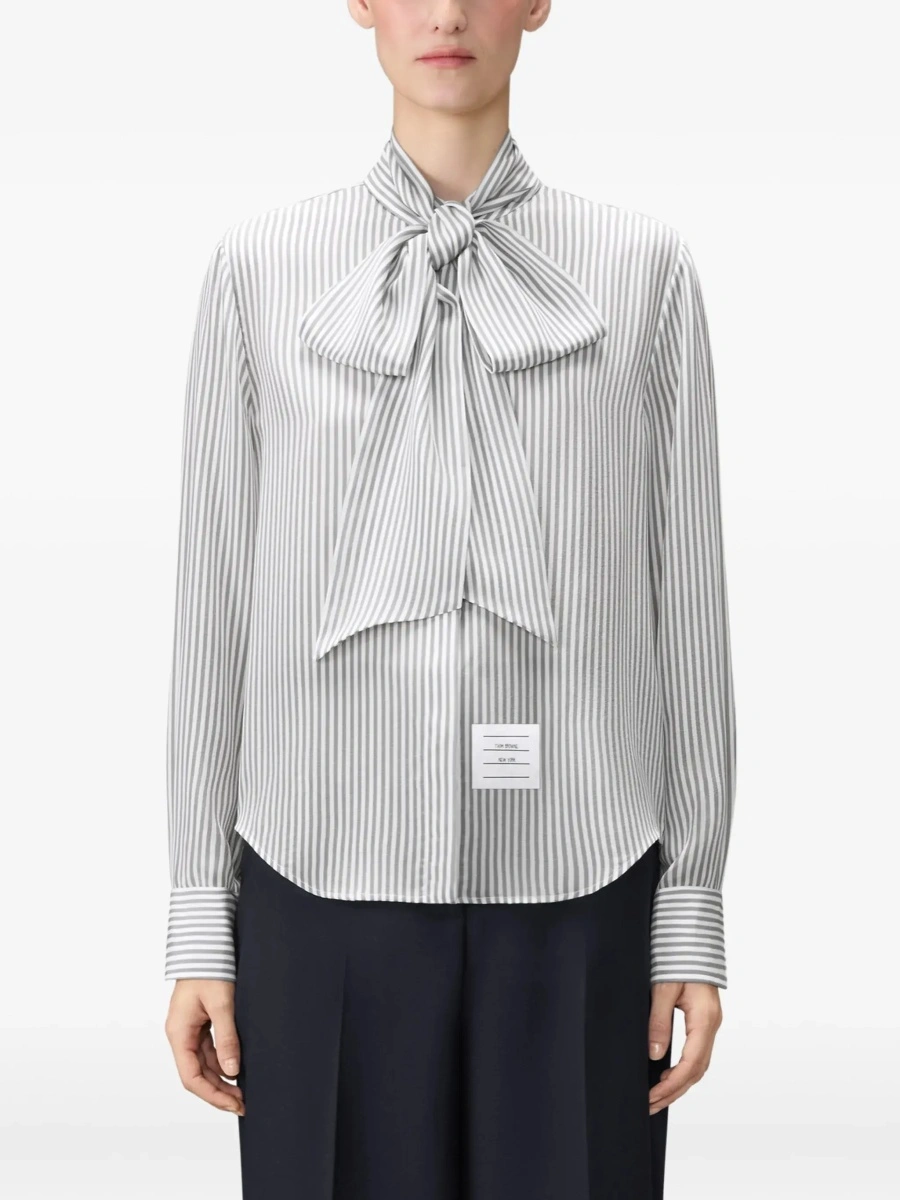 Camasa casual Thom Browne gri din matase - Img 6