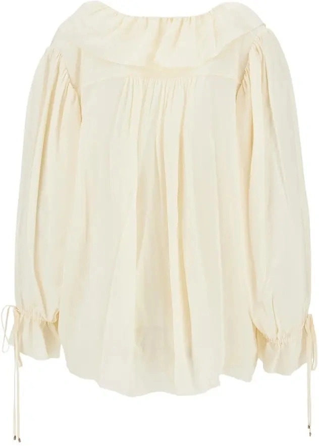 Camasa Chloe alba din crepe de chine - Img 3