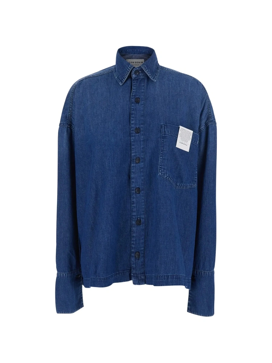 Camasa de blugi Icon Denim albastra din bumbac - Img 6
