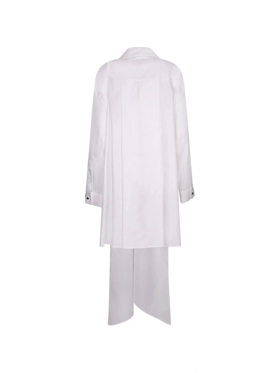 Camasa Emporio Armani alba din bumbac cu nod frontal si motiv in dungi - Img 4