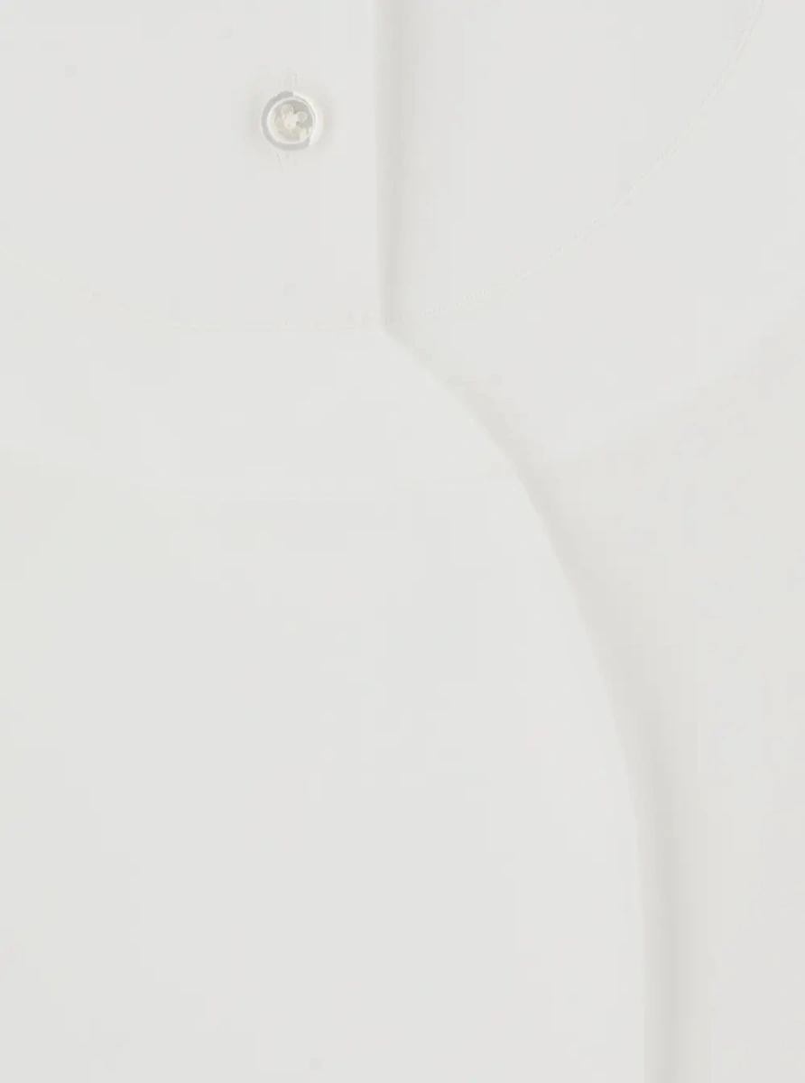 Camasa 'Evette' White Shirt with Mandarin collar and curved hem in cotton for women - Img 3