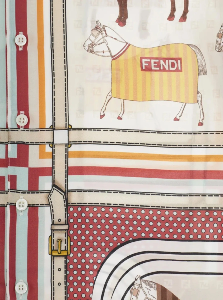 Camasa Fendi multicolor din bumbac si matase - Img 3