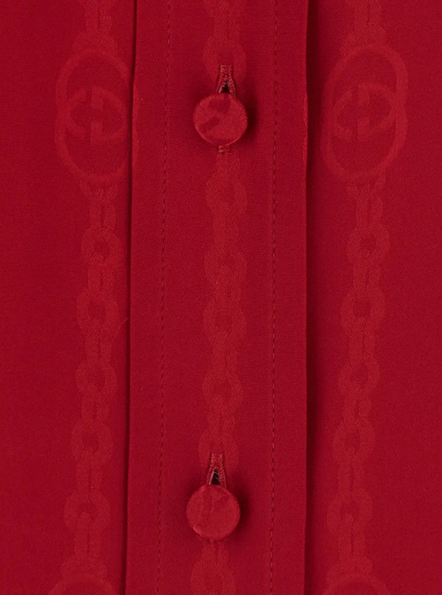 Camasa Gucci rosie din matase - Img 3