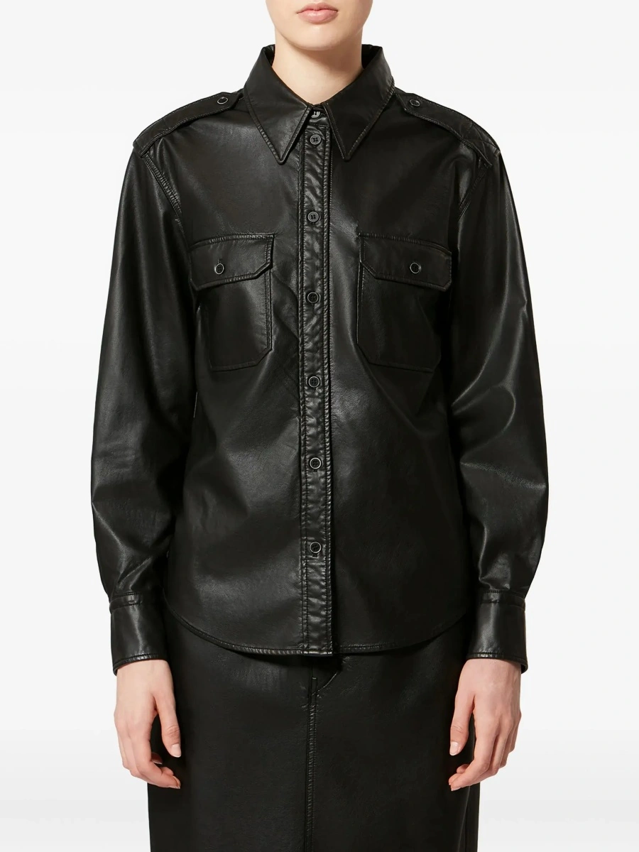Camasa Isabel Marant neagra din piele ecologica - Img 5