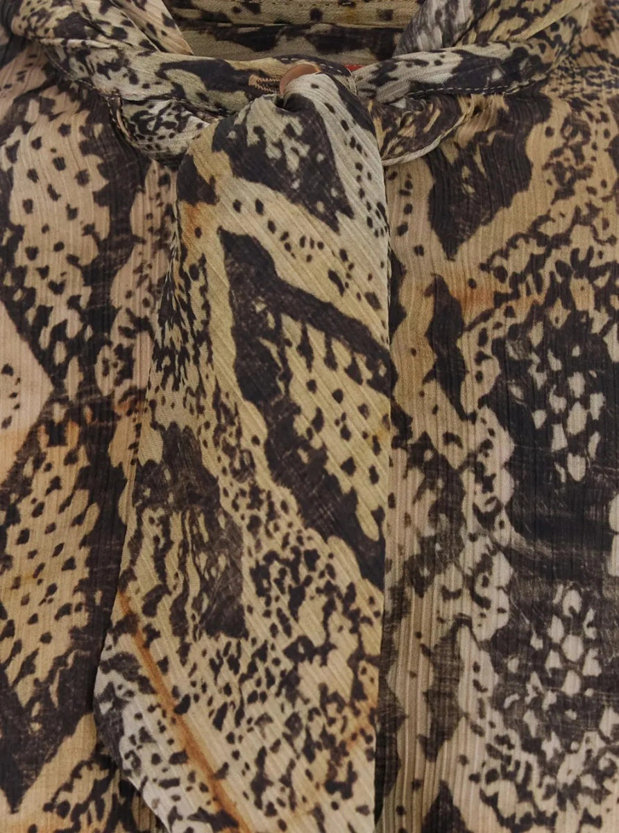 Camasa multicolor Shirt with knotted collar and snake print in Fabric for women - Img 2