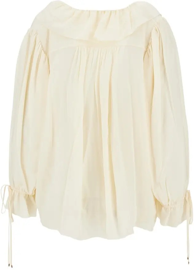 Camasa Ruffled crêpe de chine blouse - Img 3