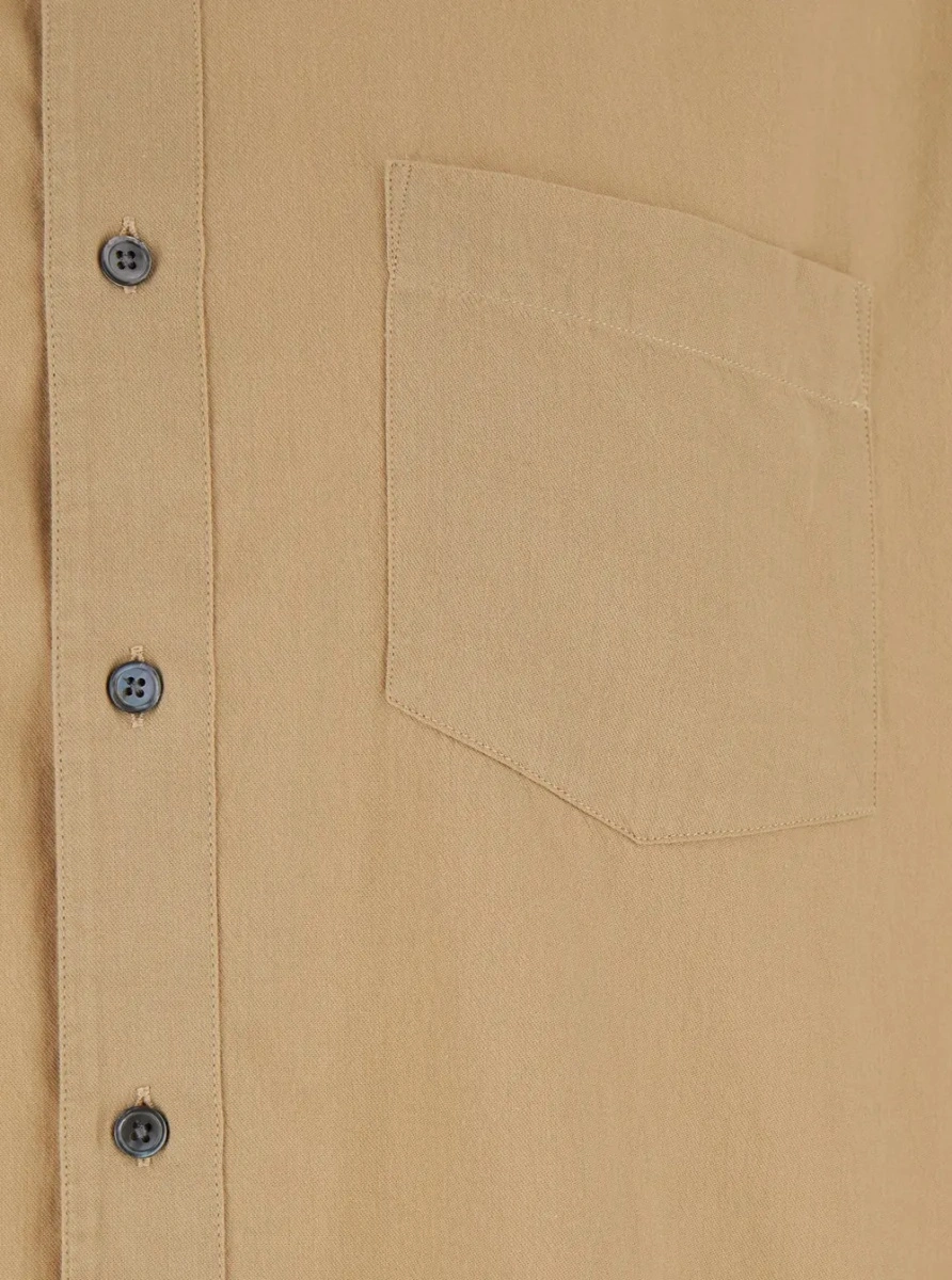 Camasa 'Stable' Beige Shirt with Classic Collar and Dropped Shoulders in Linen Blend Man - Img 3